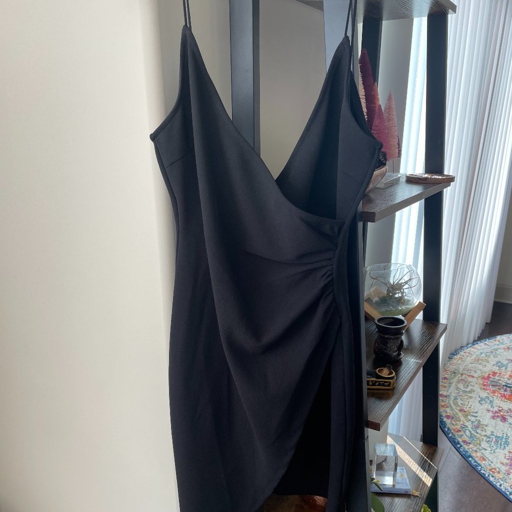 Black Mini Dress with Slit